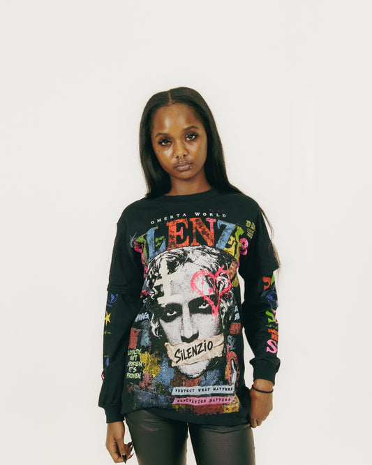 OMERTÀ WORLD LAYERED TEE - BLACK